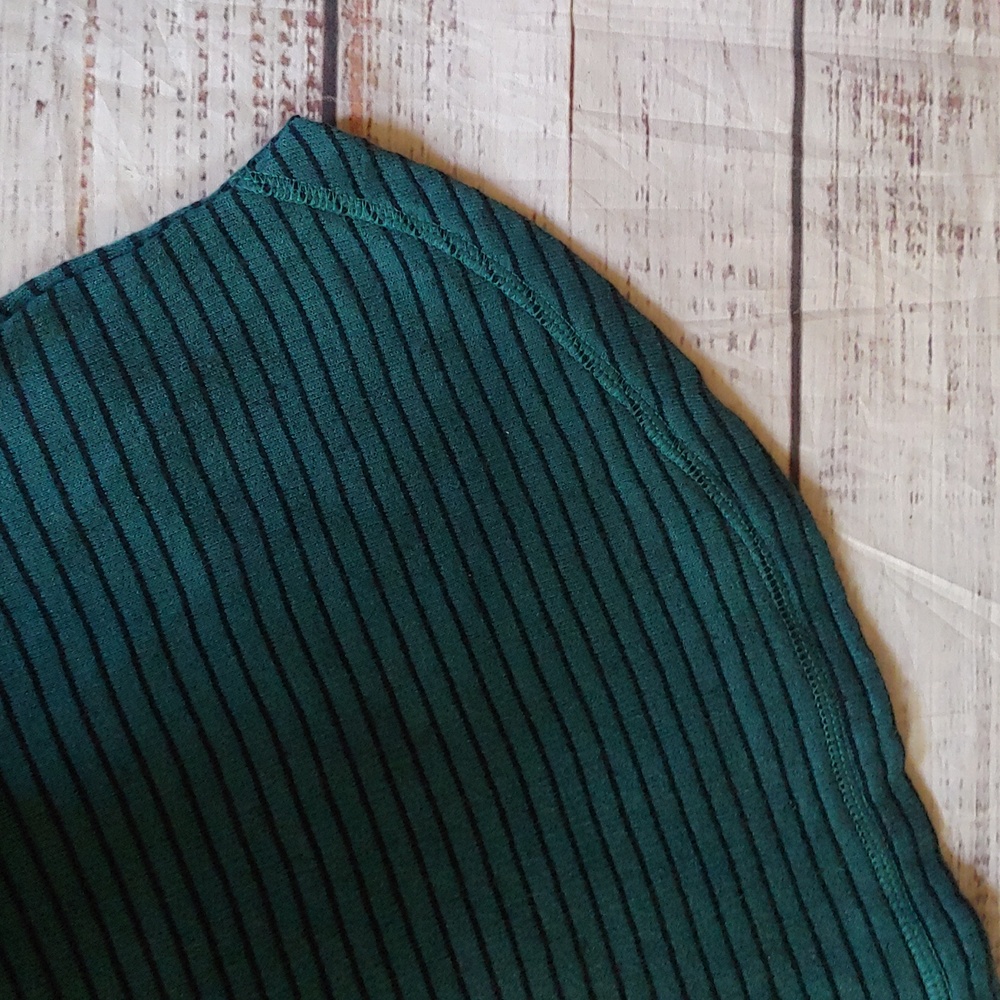 Soft Surroundings Teal Striped Sweatshirt Knit Top - Picture 3 of 9